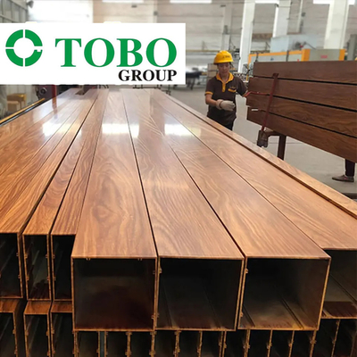 Aksu Wooden Grain Aluminum Profile Alloy Construction Rectangular Tubes / Aluminum Square Pipes 6063 6061 6082 New mater