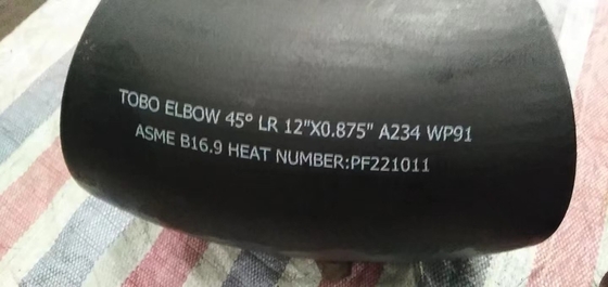Alloy Steel Pipe Fittings 45 Elbow A234 Grade WP91 12" X0.875"  Butt Welding Elbow