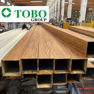 Aksu Wooden Grain Aluminum Profile Alloy Construction Rectangular Tubes / Aluminum Square Pipes 6063 6061 6082 New mater